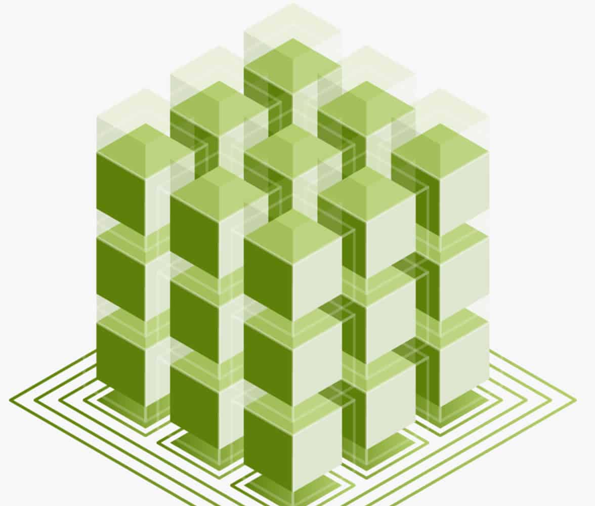 stack of green blocks for pepperi integration concept