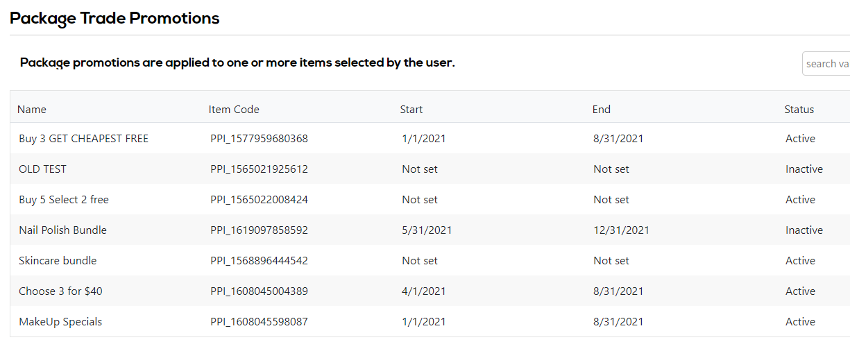 Package Trade Promotions