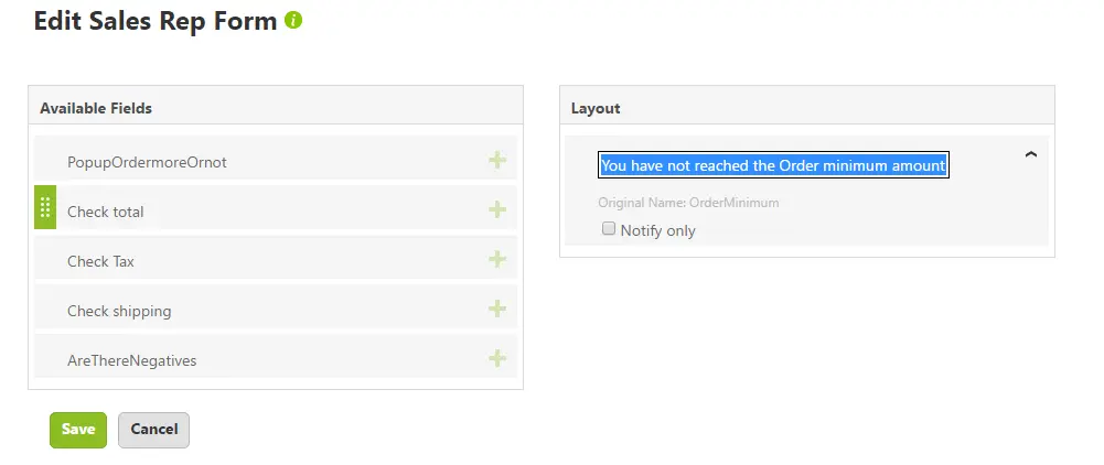 Order Min Validation Rule